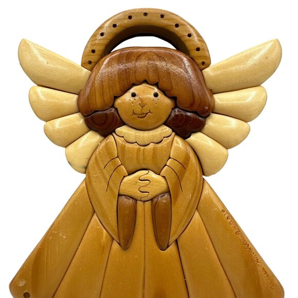 James Knight Handcrafted Wooden Angel Wall Art 2010 Decor Art Brown Tan - Picture 5 of 12